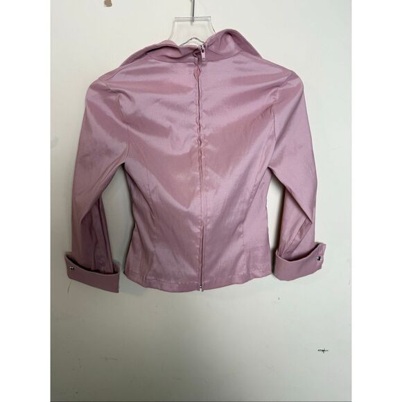 Tadashi Taffeta Mauve Ruched Satin Evening Formal Blouse Size 8 Made in USA - Picture 5 of 5